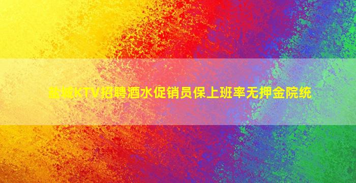 盐城KTV招聘酒水促销员保上班率无押金院统